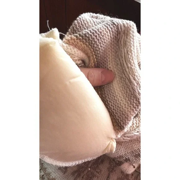 Vintage cottagecore LONG knit Women's Sweater 14 16 Beige Embellished grandmacor - Picture 8 of 14